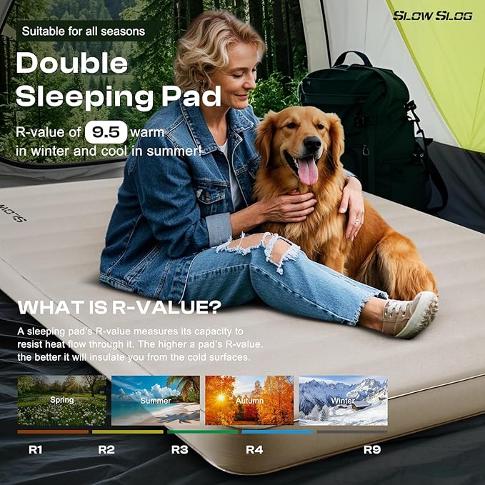Self-Inflating Sleeping Pad with Portable Electric Air Pump, 4in Thick Memory Foam Camping Mattress
