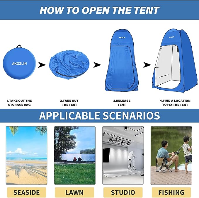 AKOZLIN Portable Pop Up Shower Tent Instant Privacy Dressing Changing Tent Outdoor Shower Room Camp