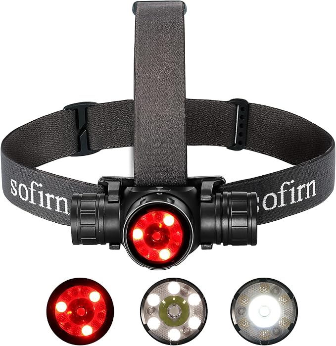 Sofirn HS21 Headlamp with Red Light, 2200 Lumen Led Bright Head lamp USB C Rechargeable with