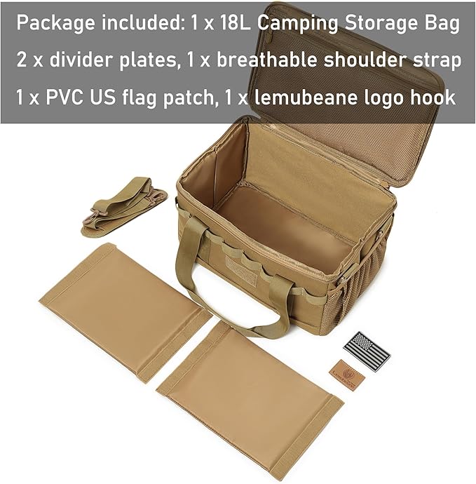 Tactical Camping Storage Bag 18L Tactical Utility Tote Bag Camping Cookware Organizer Trunk