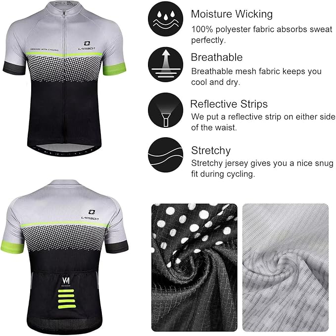 LAMEDA Men's Cycling Jersey Breathable Lightweight Bike Jersey Short Sleeve Quick Dry Moisture