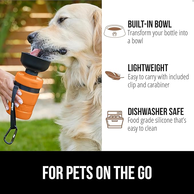 GORILLA GRIP Dog Water Bottle, Portable Water Bowl Dispenser for Dogs, 20 oz Leak Proof Pet Travel