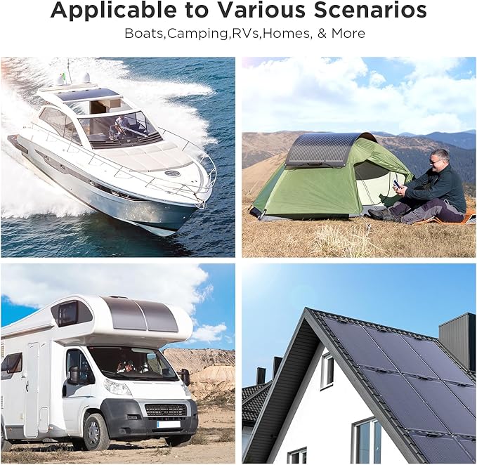 400 Watt Flexible Solar Panel, 4PCS 100 Watt 12/24V/36V/48V RV Solar Panel Kit, Callsun 23% High