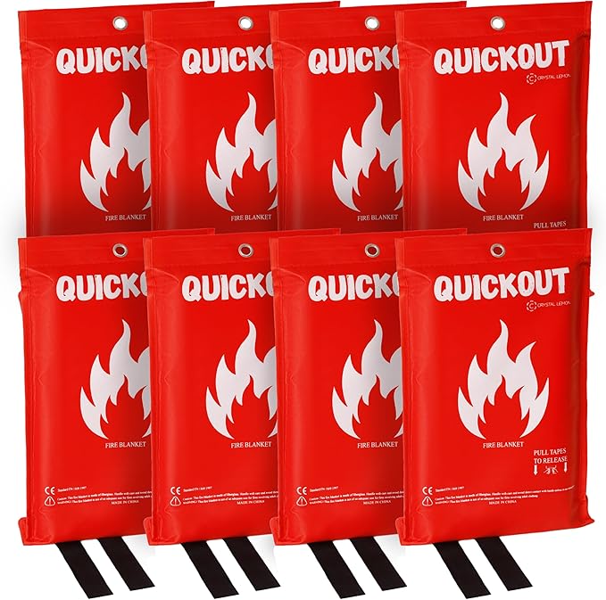 Crystal Lemon Fire Blanket 8-Pack, Home and Kitchen Fire Safety Blankets, Heavy-Duty, Large Fire