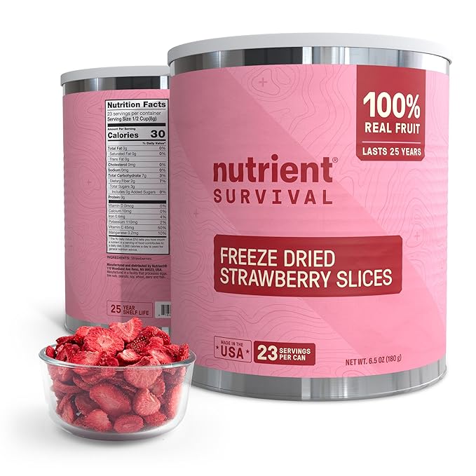 Freeze-Dried Strawberries ??Premium Sliced | #10 Can | 25-Year Shelf Life | Emergency Food & Clean