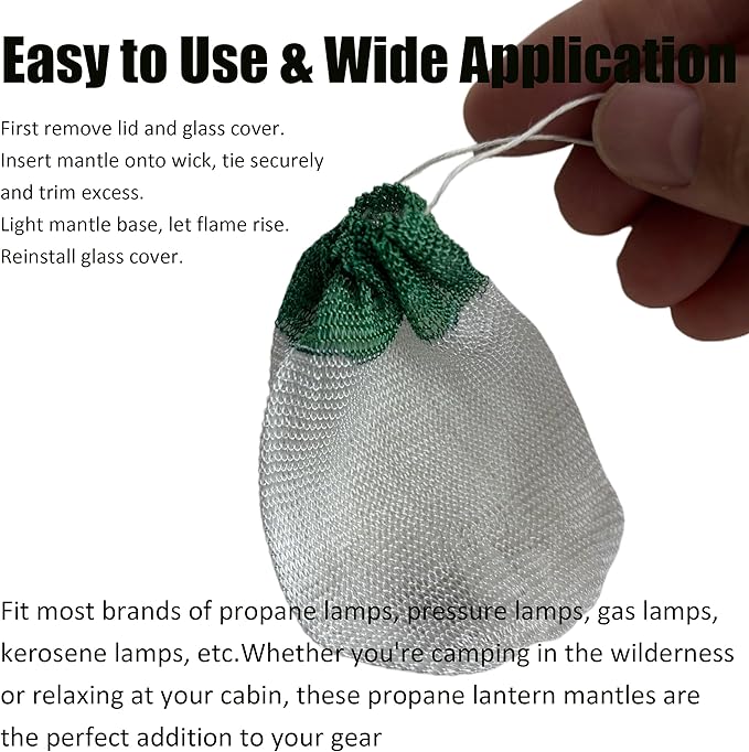 20PCS Propane Lantern Mantles, 2x3.3 Inches, String Tie Style for Camping and Outdoor Gas