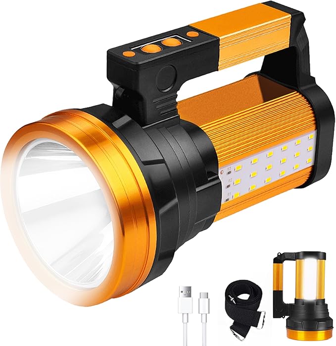Rechargeable 2000LM Spotlight Flashlight 13600mAh LED Spotlight IP67 Waterproof Handheld Flashlight