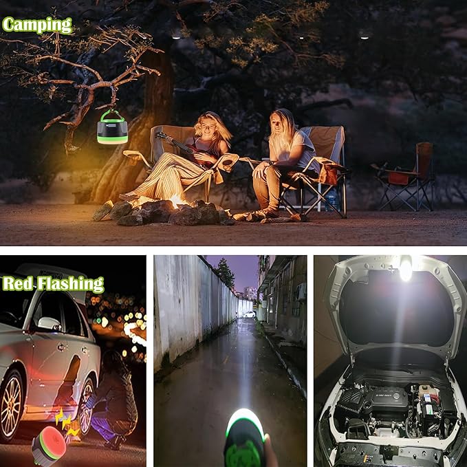 LIT-PaTH LED Camping Lantern, Rechargeable Light with Magnet Base, 4400 mAh, Survival Kit for
