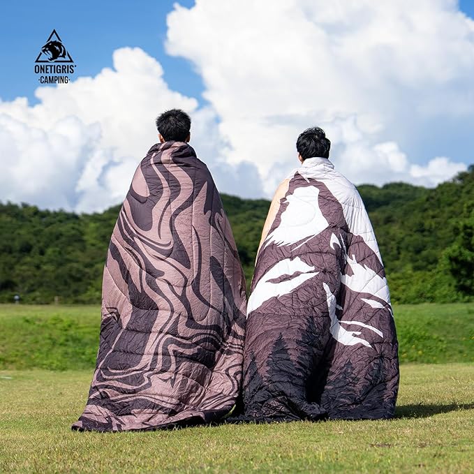 ONETIGRIS Camping Blanket,Wearable Outdoor Quilt with Recycled Thermal Insulation, Convertible to
