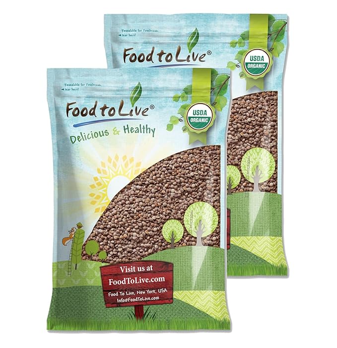 Food to Live Organic Whole Red Lentils, 20 Pounds Non-GMO, Dry Raw Lentils, Sproutable, Vegan