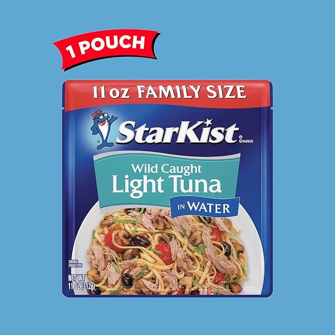 StarKist Chunk Light Tuna in Water, 11 oz Pouch (1 Pack) Ready to Eat Wild Caught Tuna, 19g Protein