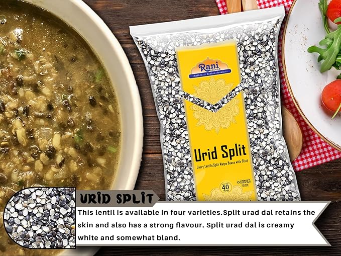 Rani Urid/Urad Split Chilka (Split Matpe Beans with Skin) Indian Lentils 14oz (400g) ~ All Natural
