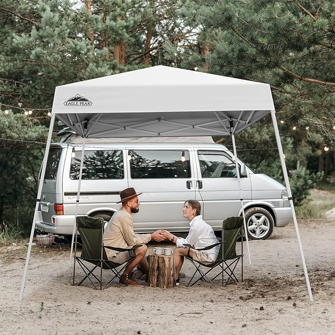 EAGLE PEAK 8x8 Slant Leg Pop-up Canopy Tent Easy One Person Setup Instant Outdoor Beach Canopy