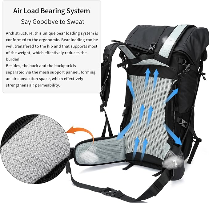Hiking Backpack,40L to 50L Extra Large Capacity Hiking Bag,Internal Frame Camping Backpack,Upgraded