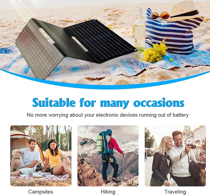 36W Portable Solar Panel with USB-A QC3.0 18W Charging for Phone,Ipad,Power Bank,Camping,IPX4