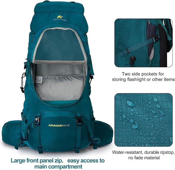 N NEVO RHINO Internal Frame Hiking Backpack 50/60/65/70/80L, Mountain Climbing Camping Backpack