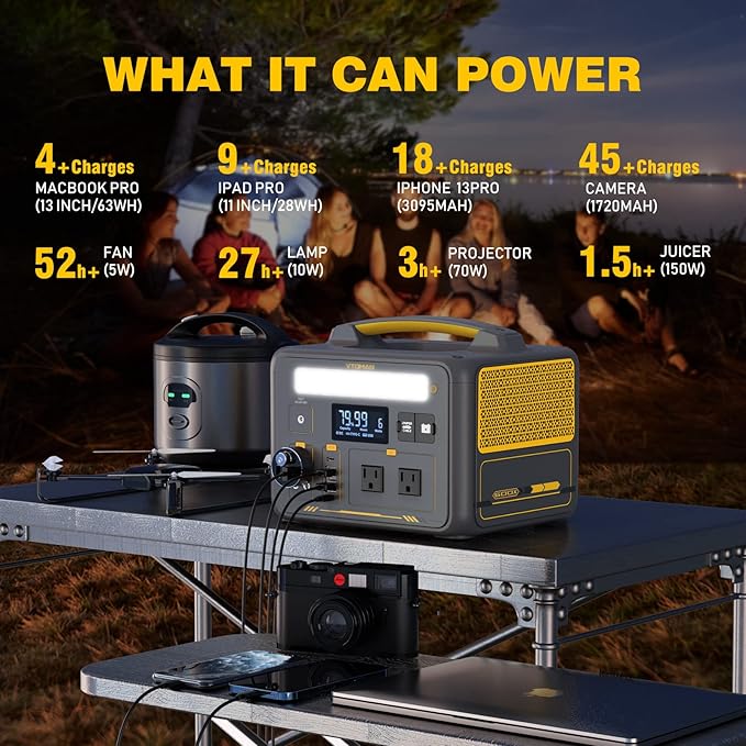 VTOMAN Jump 600X Portable Power Station 600W, 299Wh Solar Generator LiFePO4 Battery Power Station