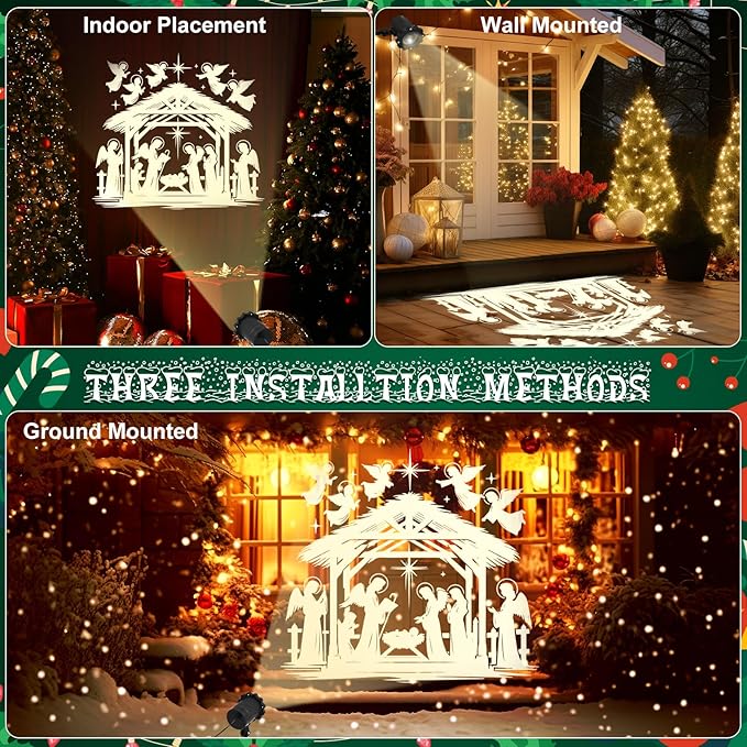 Treela Christmas Nativity Projector Lights Outdoor Dynamic Religious Christian Jesus Lights