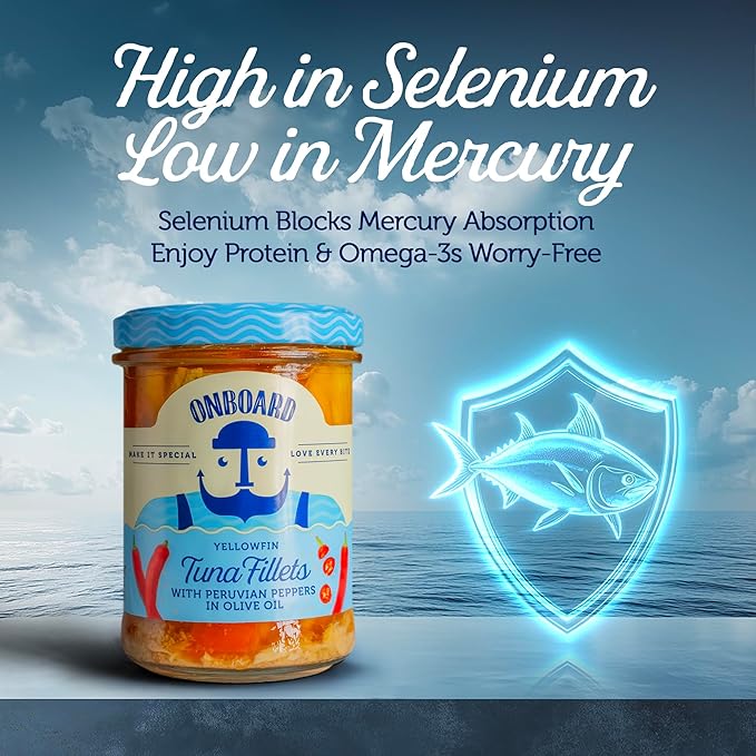 ONBOARD Yellowfin Tuna Fillets, Mediterranean Seafood Diet | Pescatarian Jarred Atun, Fresh Sea
