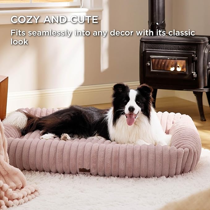 Bedsure Cute Dog Bed for Extra Large Dogs - Washable Furry Puppy Beds, Rectangle Orthopedic XL Pet