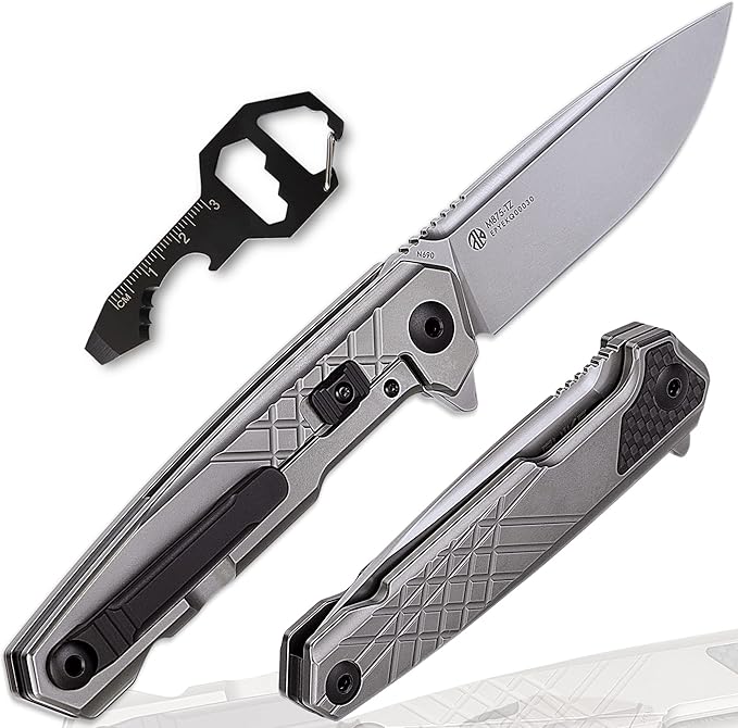 Ruike Tactical Folding Pocket Knife for Men,N690 Stainless Steel Blade,TC4 Titanium Alloy