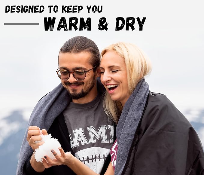 SUITEDNOMAD Large Waterproof Outdoor Stadium Blanket, Windproof and Warm Extra Thick Fleece or