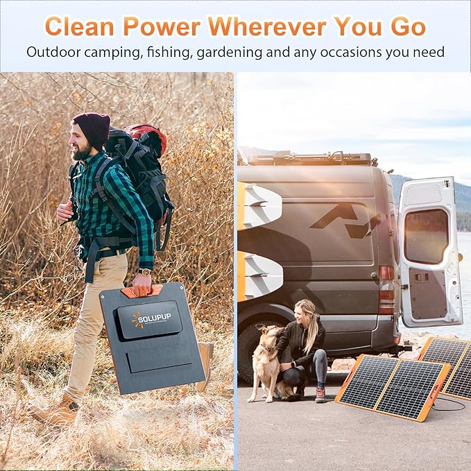 60W Portable Solar Panel for Power Station, 19.8V Foldable Solar Charger with DC/XT60/Anderson