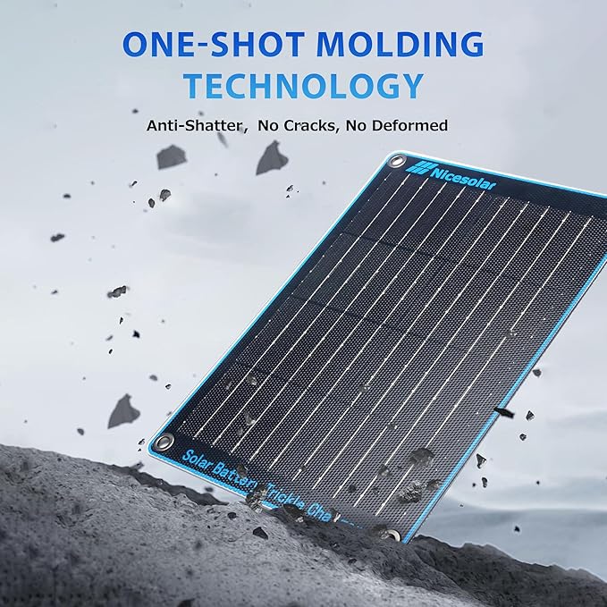 Nicesolar 10W 12V Solar Panel Car Battery Trickle Charger & Maintainer with Cigarette Lighter Plug