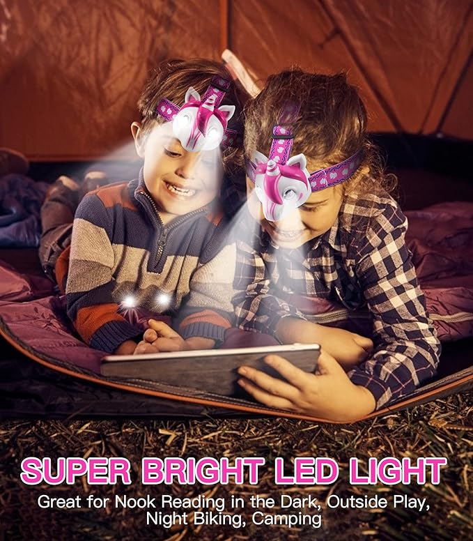 Toys LED Headlamp-Headlamp for Kids Unicorn Toy Head Lamp Flashlight 3 Adjustable Lighting Mode