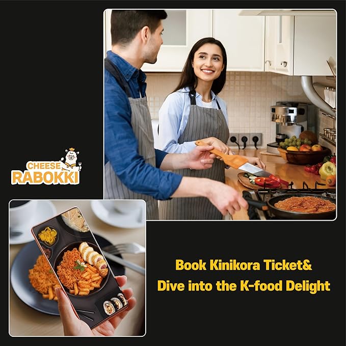KINIKORA Premium Instant Rabokki Cup - Cheese Flavor, 2 Cups, Korean Ramen & Tteokbokki, Quick and