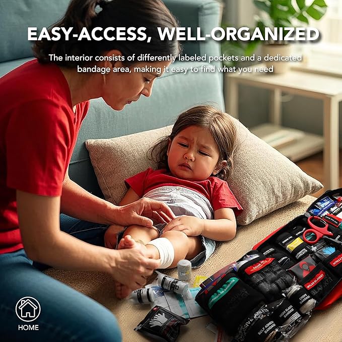 430 Piece First Aid Kit, Well-Organized Premium Waterproof Compact Trauma Medical Kits for Any