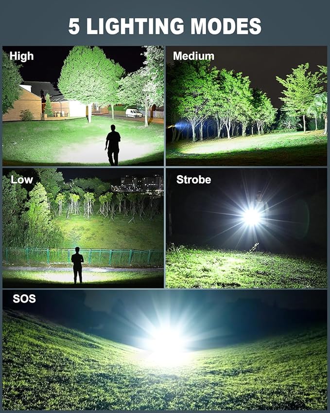 Rechargeable Flashlights High Lumens, 99,000 Lumen Super Bright Flashlight, 2pack Led High Powered