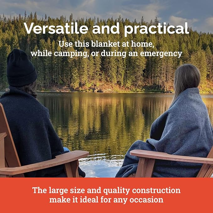 EPG Extra Large Wool Blanket with Zippered Bag | Warm, Comfortable, Stylish, Military | XL