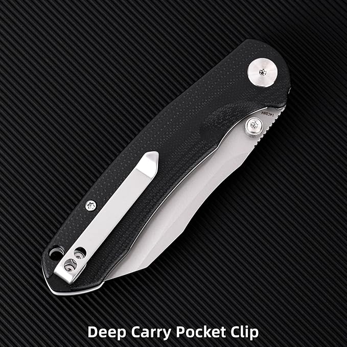 Folding Pocket Knife, 3.35" 14C28N Blade G10 Handle EDC Knife with Liner Lock, Small Pocket Knife