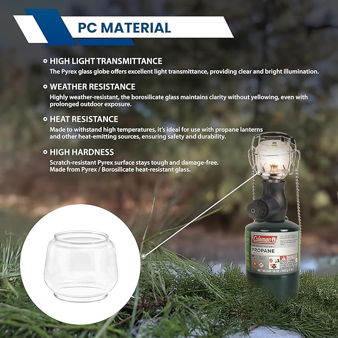 AMERICAN MANTLE Lantern Globe – Clear Borosilicate Glass Replacement for CLMN Lanterns 1.88" W x