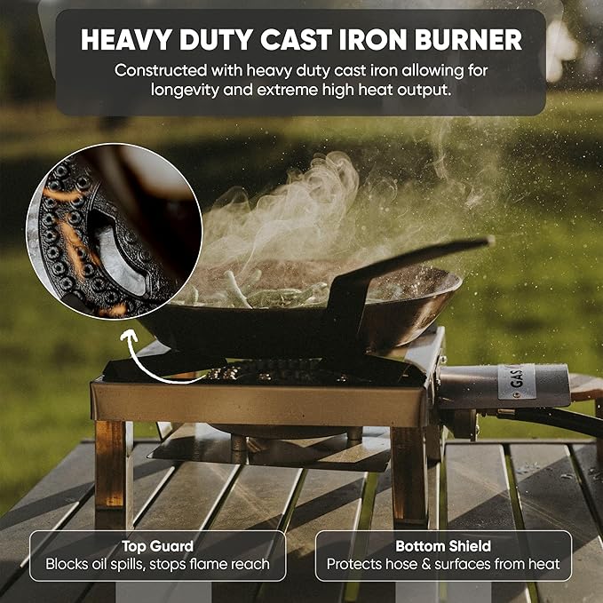 GasOne Stainless Steel Single Propane Burner - Outdoor Cooking with Heat Shield and Guard ??Propane