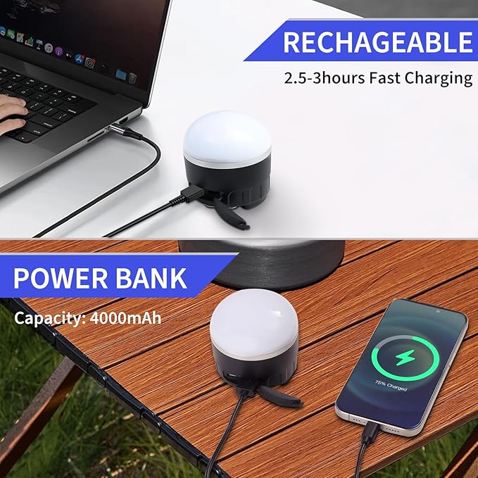 1000LM Rechargeable Camping Lantern, 110H Runtime Compact Portable Tent Light with 5 Brightness