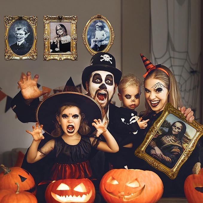 ECGER Halloween Decorations Indoor, Haunted Scary Decor - 3D Changing Face Pictures, Vintage Moving
