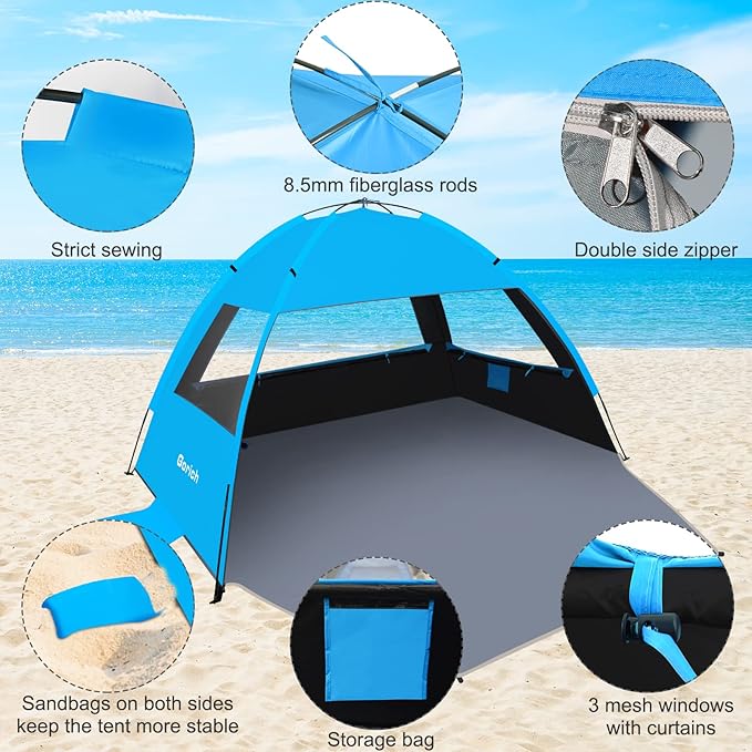 Gorich Beach Tent Sun Shelter for 3/4-5/6-7/8-10 Person with UPF 50ï¼?UV Protection, Lightweight &