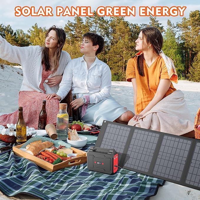 40W Solar Panel EnginStar 40 Watt Foldable Solar Panel for Portable Power Station w/QC3.0 USB Port