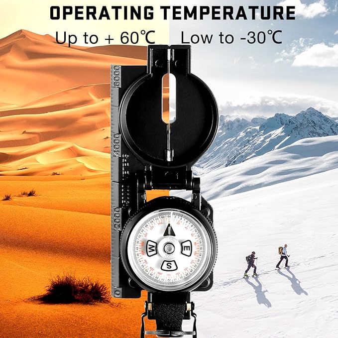 Eyeskey Multifunctional Military Sighting Navigation Compass Impact Resistant & Waterproof Compass