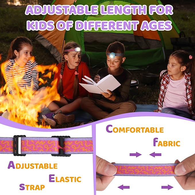 EverBrite LED Headlamp Rechargeable Kids Headlamp with RGB Mode and Adjustable Headband, 3 Modes