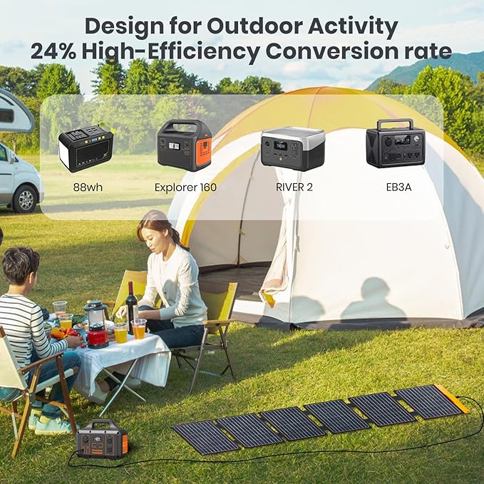 FlexSolar 60W Foldable Solar Panel, Portable Solar Charger with USB-C/USB-A QC3.0/DC 20-28V Port