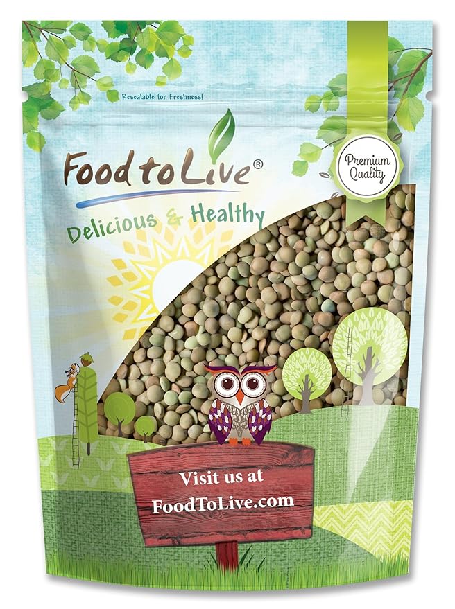 Food to Live - Whole Green Lentils, 2.5 Pound Dried Raw Lentils, Sproutable, Kosher, Vegan. Rich in
