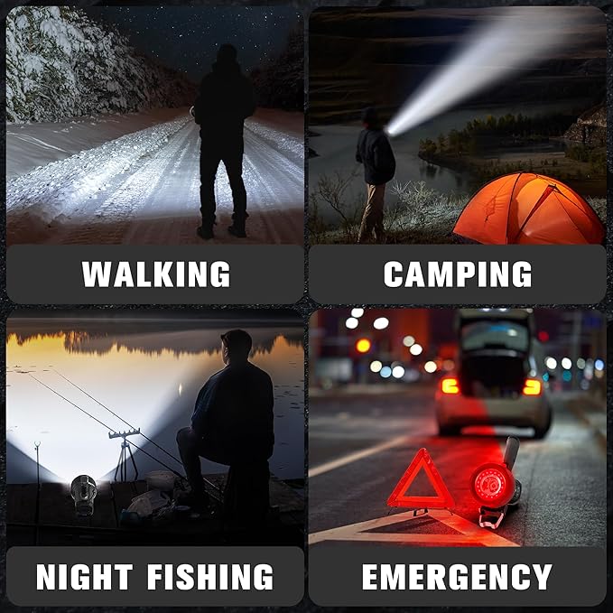 FORTO Rechargeable Spotlight 5000 Lumen Ultra Bright IPX7 Waterproof Spotlight, Boat Flashlight