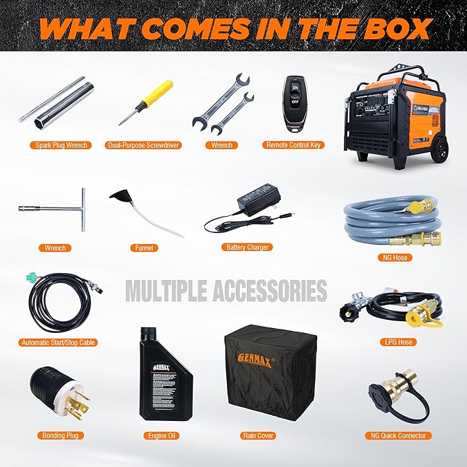 GENMAX 17000w Peak Tri-Fuel Inverter Generator-Features 2-Wire Auto Start/Stop,Ultra-Quiet Tech,CO