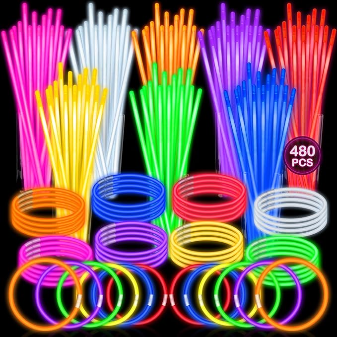 SpringFlower 480 PCS Glow Sticks Bulk Glow Sticks Bracelets For Party Favors Supplies,Neon Party