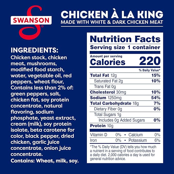Swanson Canned Chicken a la King With White and Dark Chicken Meat, 10.5 OZ Can