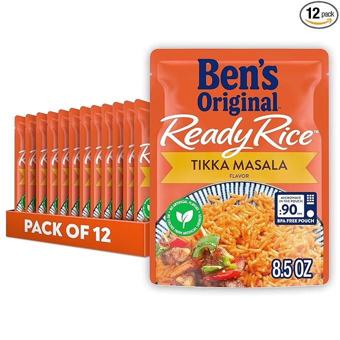 BEN'S ORIGINAL Ready Rice Tikka Masala Flavored Rice, Easy Dinner Side, 8.5 oz Pouch