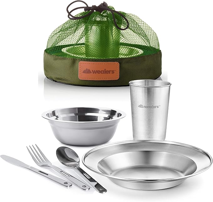 Unique Complete Messware Kit Polished Stainless Steel Dishes Set| Tableware| Dinnerware| Camping|